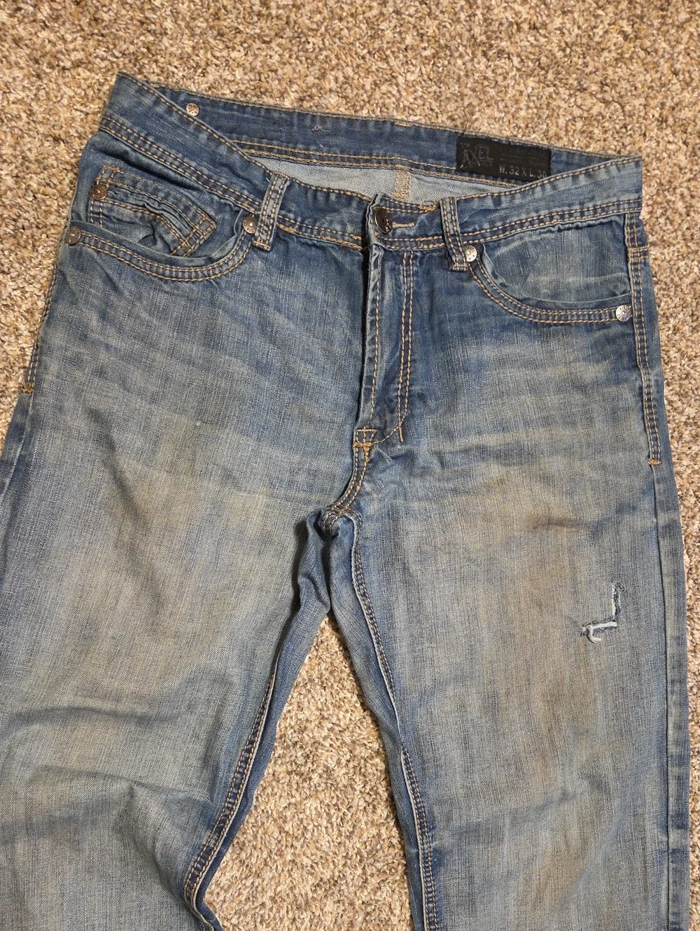 TK AXEL Men's Regular Straight Fit Distressed Jeans